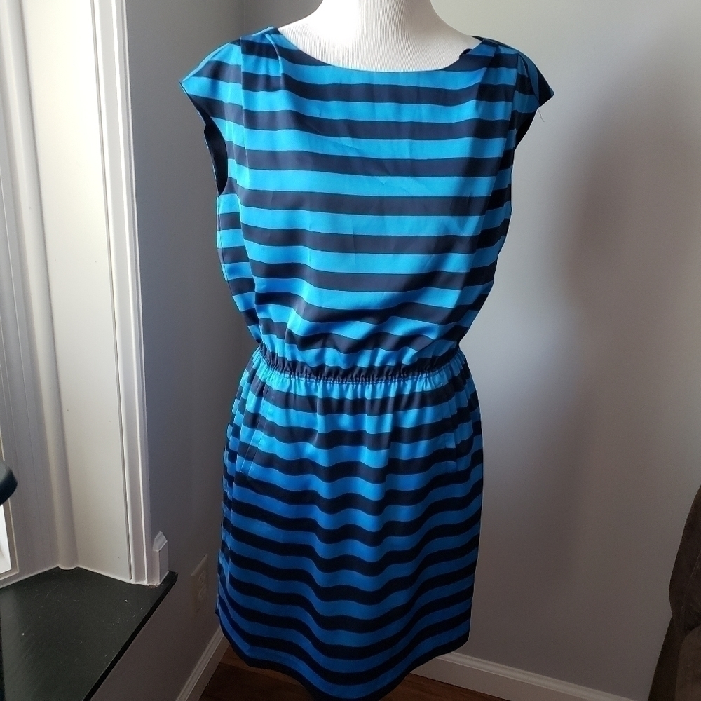 Vince Camuto Blue Stripe Dress Size 10 - Picture 2 of 7